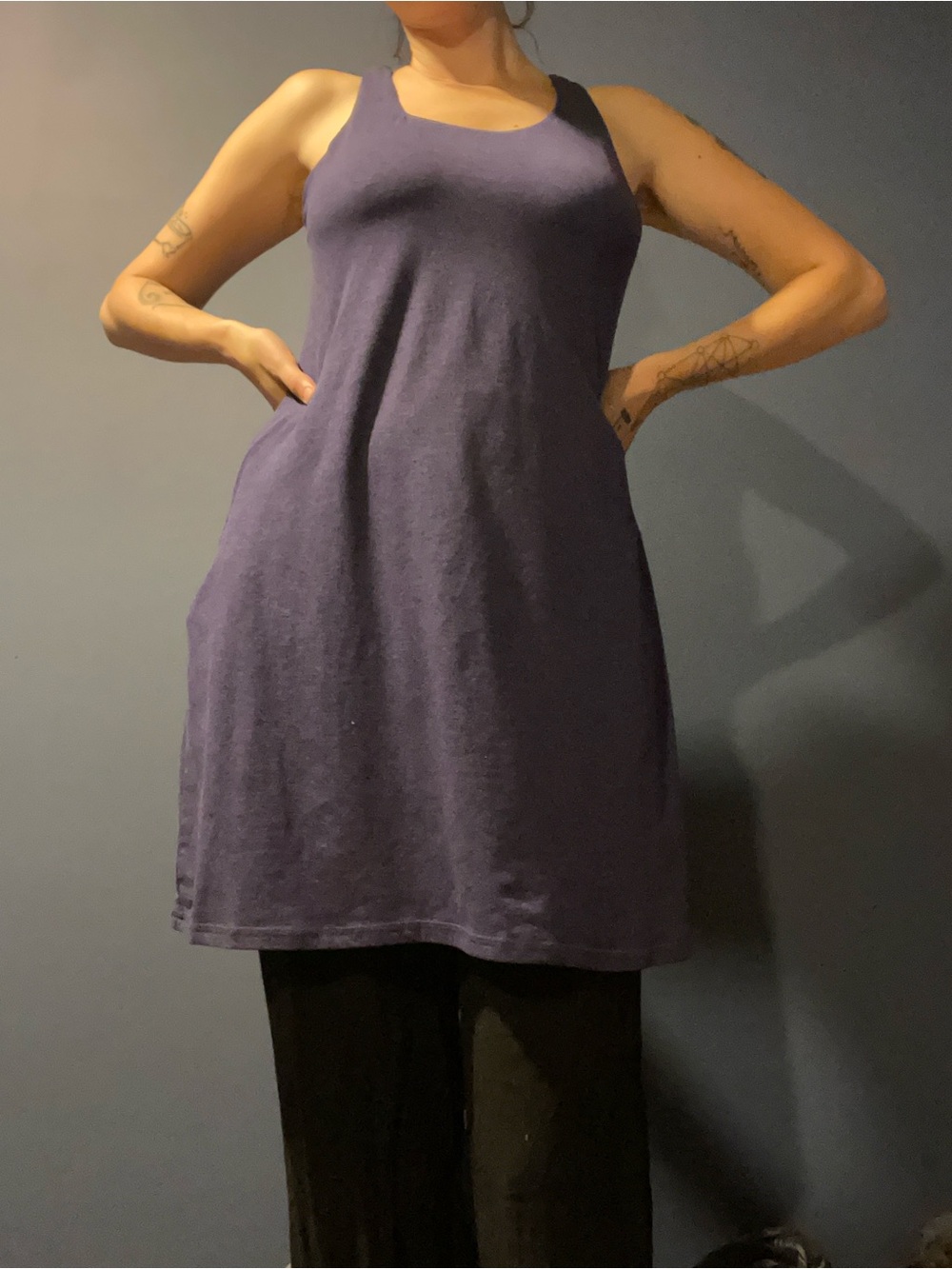 Casual Sleeveless Purple Tunic Tank Dress